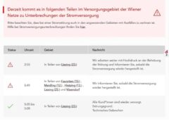Power outage in several districts of Vienna