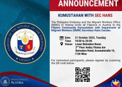 Filipino Community Invited to “Kumustahan with DMW Sec. Hans Cacdac” in Vienna