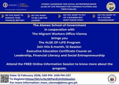 FREE Online Information Session on ALSE OF-LIFE Program for Overseas Filipinos and Families